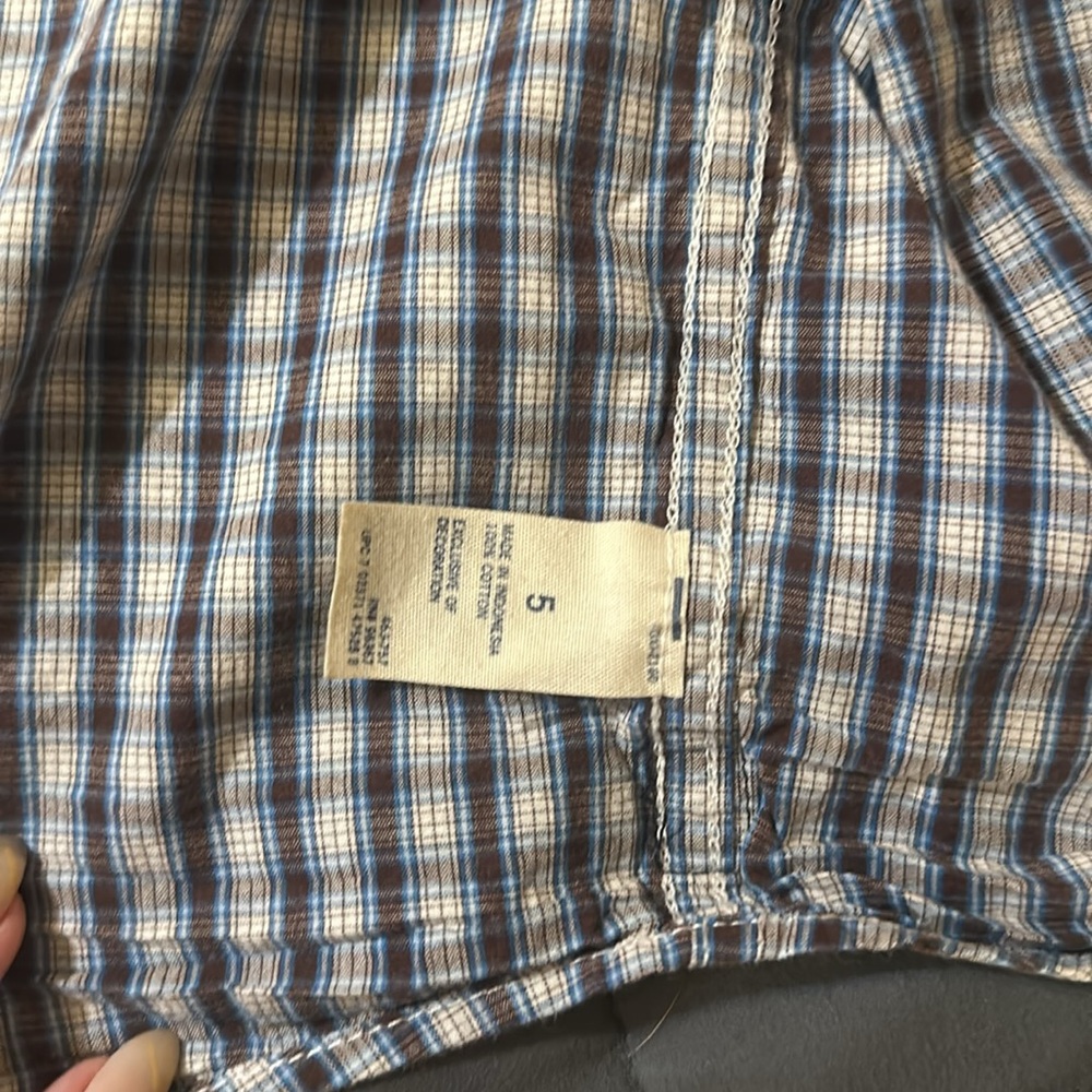 Oshkosh Blue/Brown Plaid Long Sleeve Shirt Size 5 - Picture 5 of 6